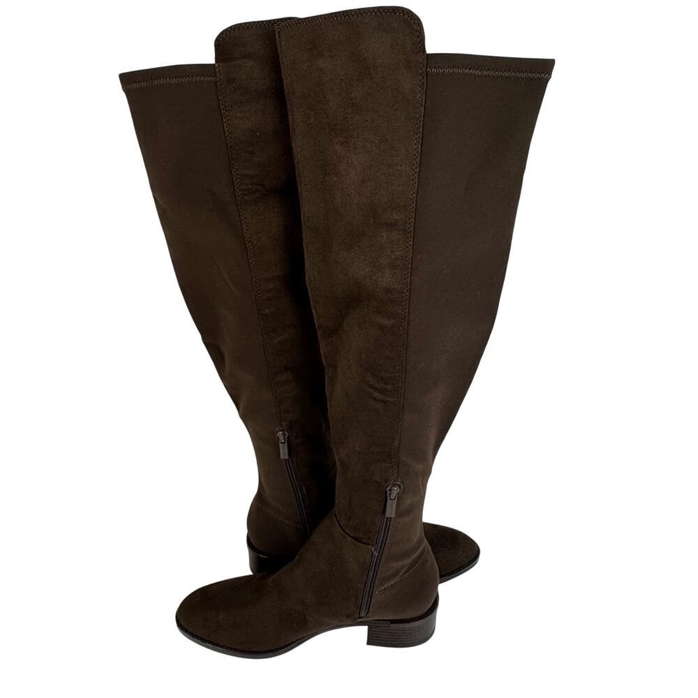 Calvin Klein Dark Brown Faux Suede Over Knee Stretch Boots Womens 8M - Picture 7 of 16
